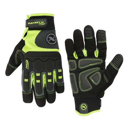 LEGACY Flexzilla? Pro High Dexterity Impact HD Pro Gloves, Synthetic Leather, Black/ZillaGreen?, L GH700PL